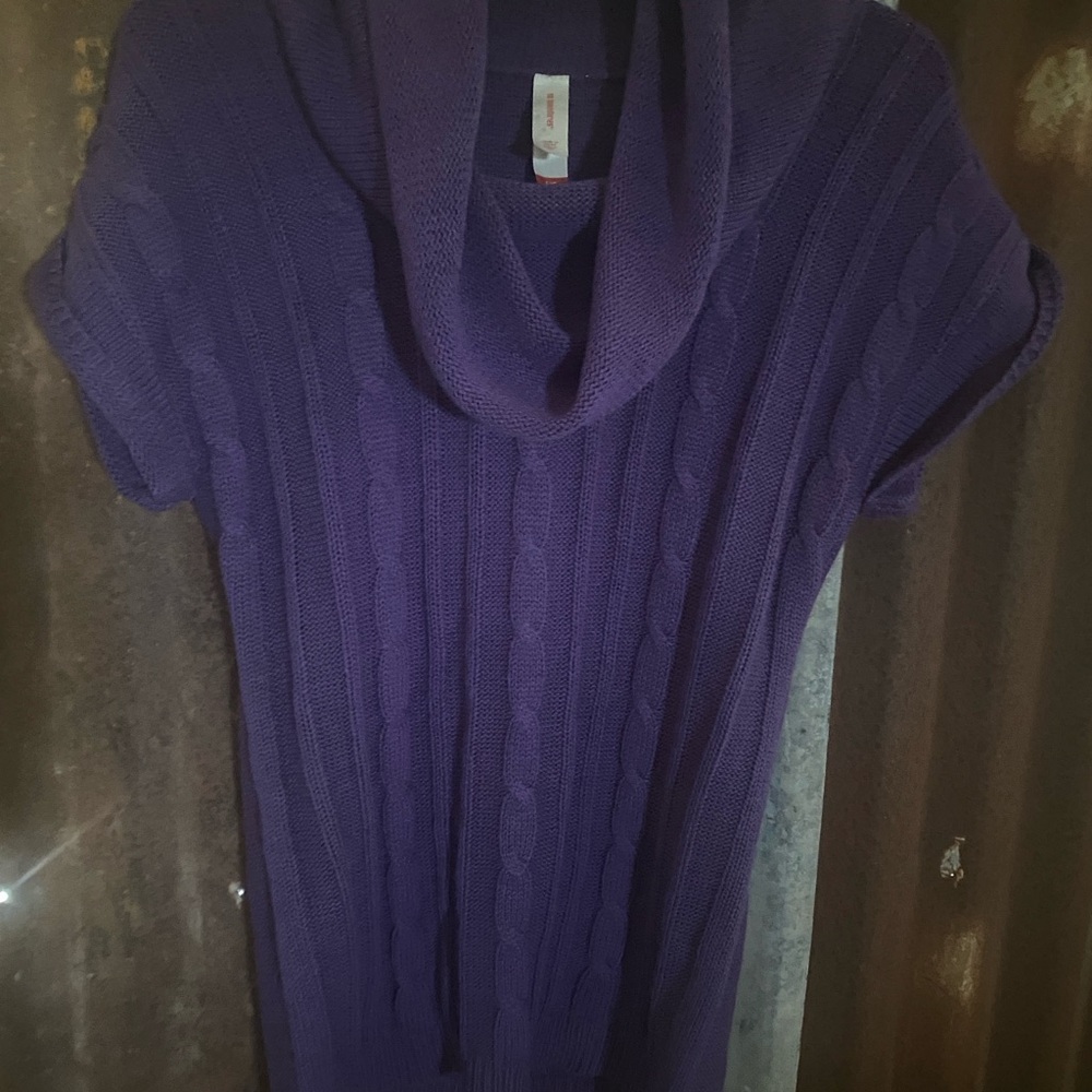 No Boundaries Purple Cowl Neck Sweater